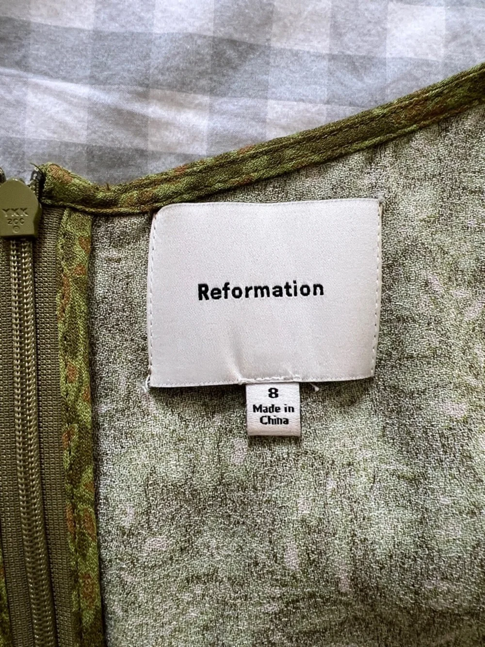 Reformation Olive Green Floral Mini Dress
